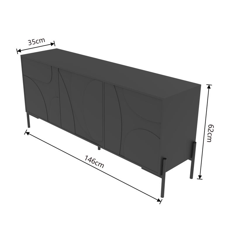 TV cabinet - black - outer dimensions