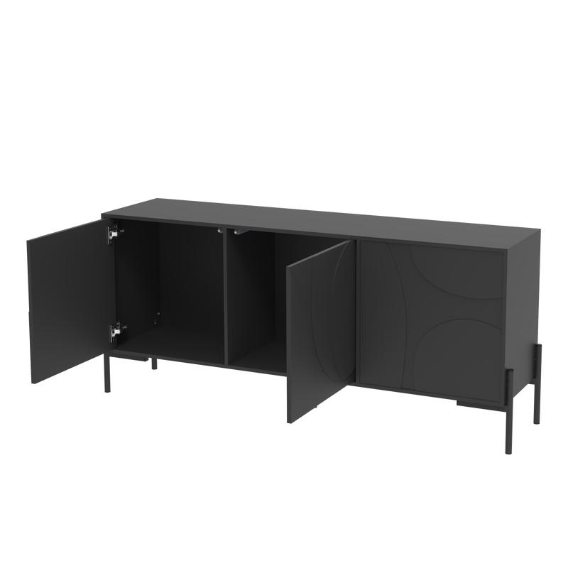 TV cabinet - black - open doors