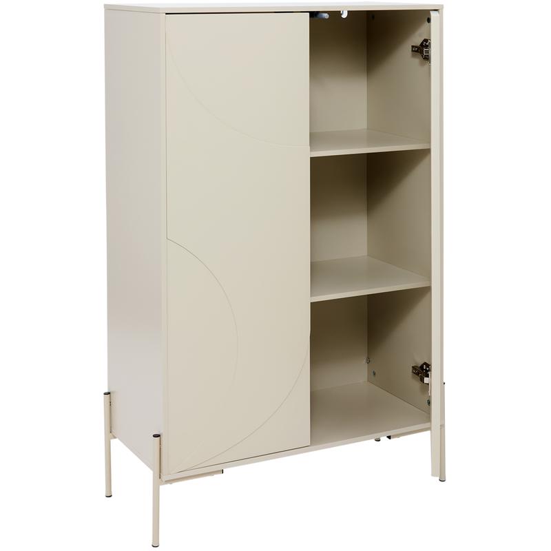 Cabinet – beige – side view with one open door