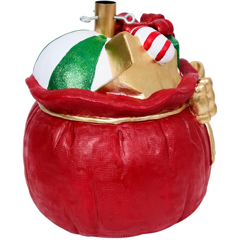 Christmas tree stand bag with presents – side view