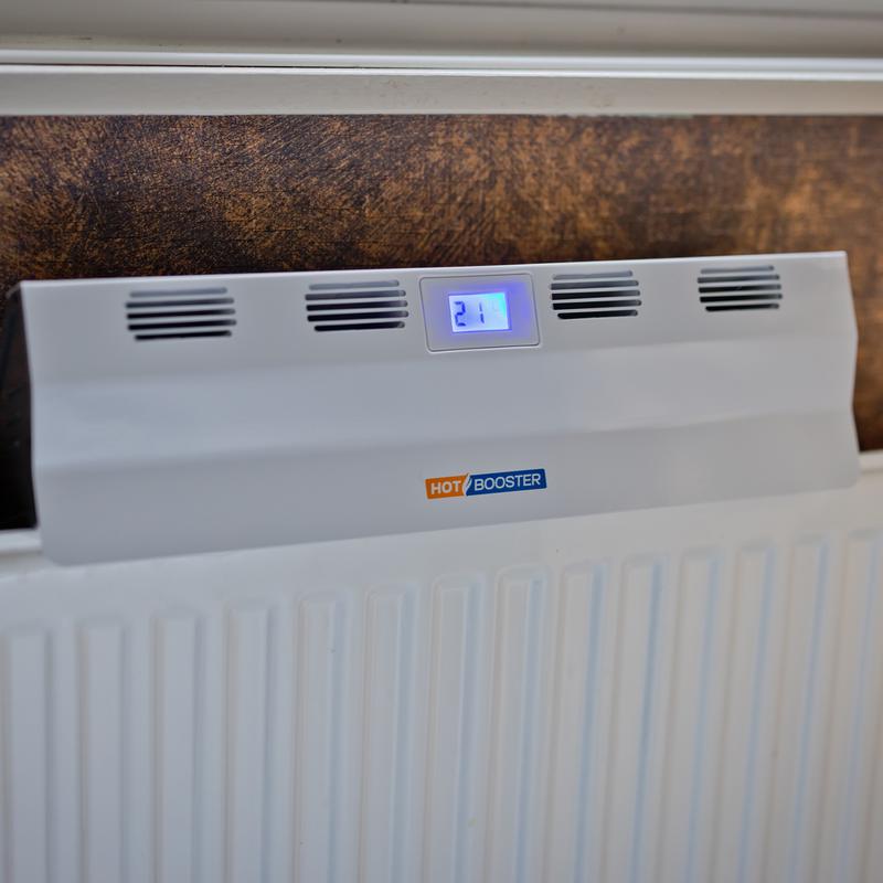 Hot Air Booster radiator fan on top of radiator