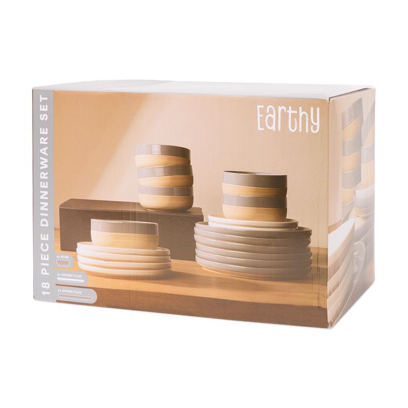 Dinner set Earthy - Grey/beige in packaging