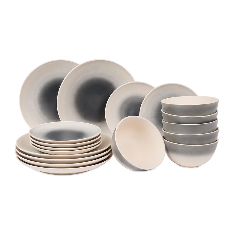 Obsedian dinner set with colour gradient - Anthracite full set