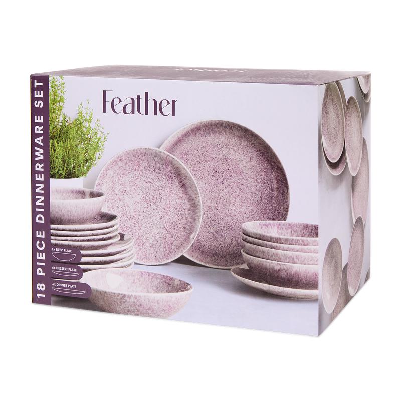 Dinner set Feather - Lilac - in packaging