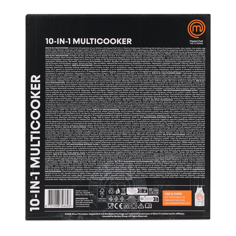 MasterChef 10-in-1 multicooker - back of packaging