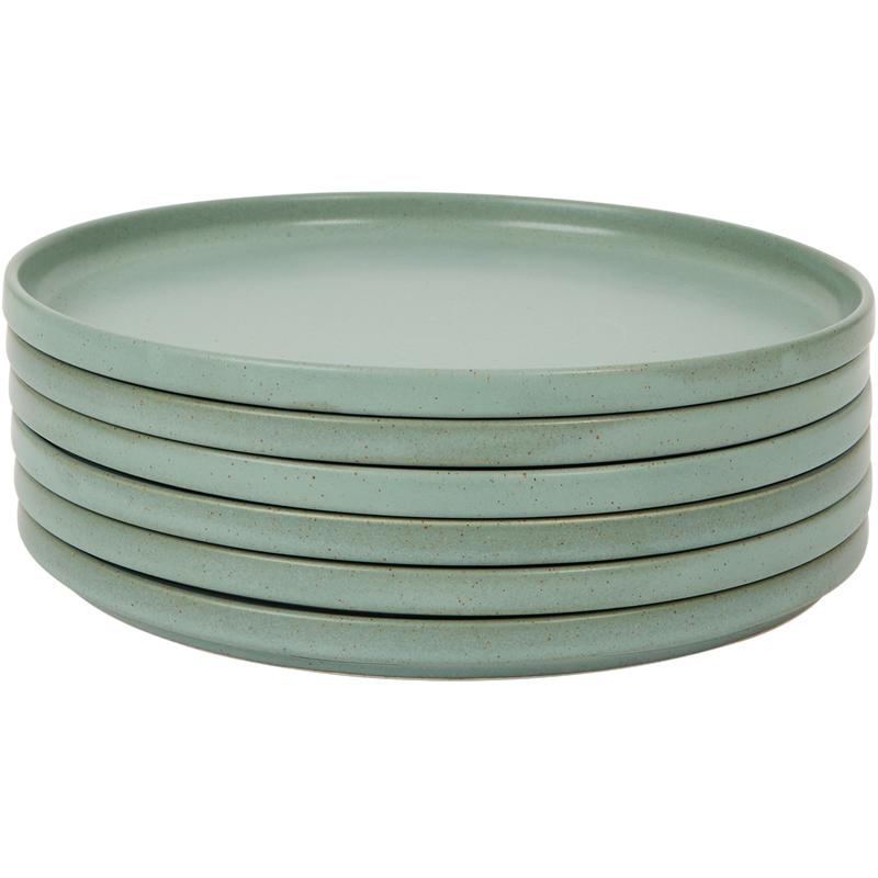 Cove green 18-piece dinner set - dinner plates stacked
