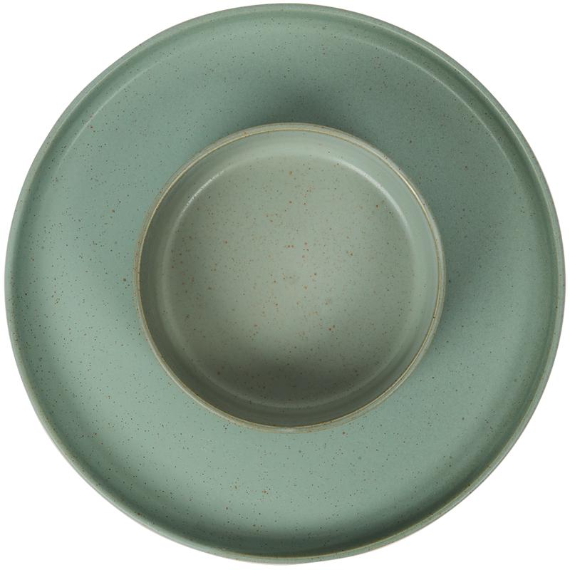 Cove green 18-piece dinner set - side plate and bowl from top