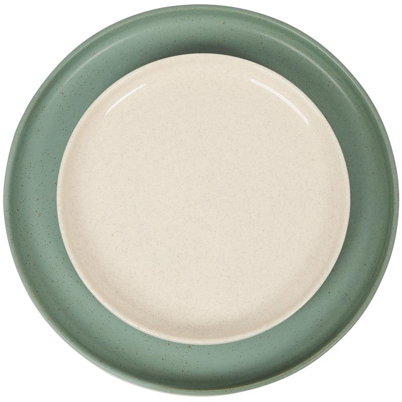 Cove green 18-piece dinner set - side plate and dinner plate from top