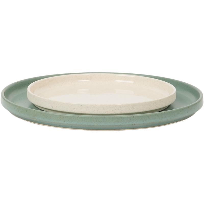 Cove green 18-piece dinner set - side plate and dinner plate