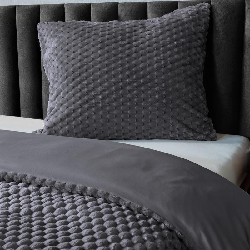Teddy Hexagon duvet cover 140 x 200 cm - anthracite - pillow