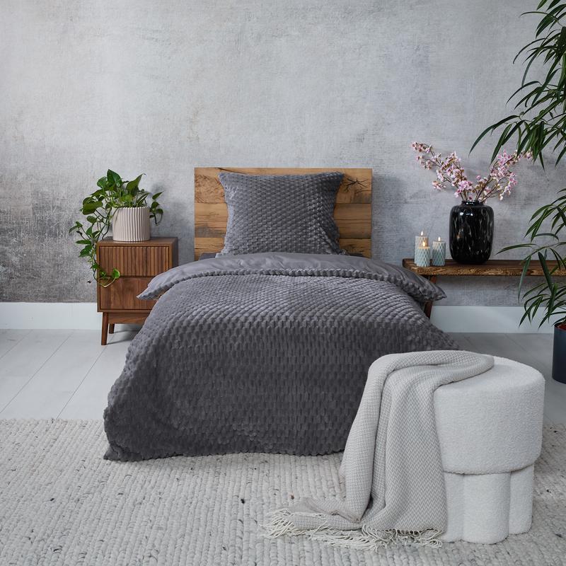 Teddy Hexagon duvet cover 140 x 200 cm - anthracite - lifestyle image