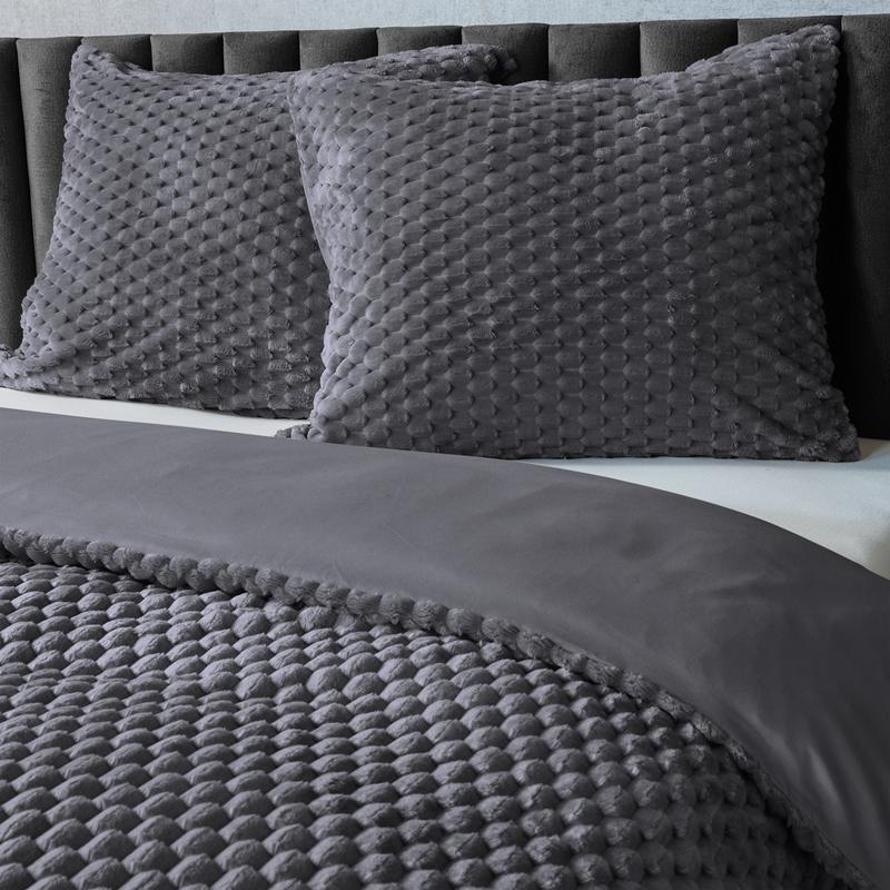 Teddy Hexagon duvet cover 200 x 200 cm - anthracite - pillows