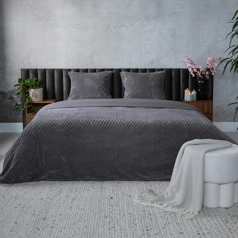 Teddy Hexagon duvet cover 200 x 200 cm - anthracite - lifestyle image