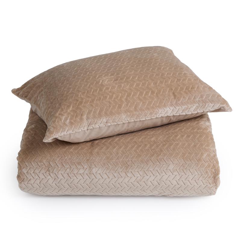 Teddy Herringbone duvet cover - taupe - with pillowcase