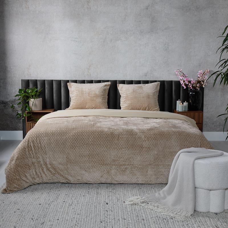 Teddy Herringbone duvet cover - taupe - in bedroom
