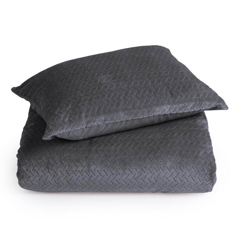 Teddy Herringbone duvet cover - anthracite - with pillowcase