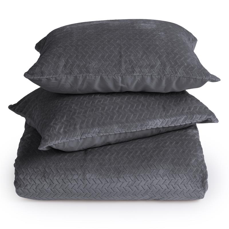 Teddy Herringbone duvet cover - anthracite - complete set
