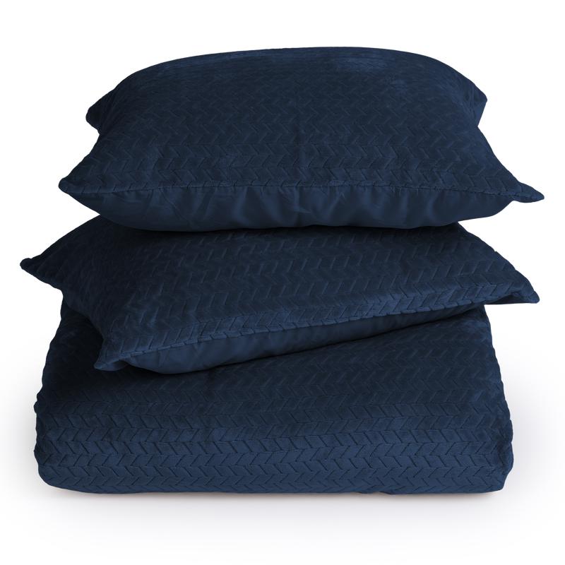 Teddy Herringbone duvet cover - petrol blue - complete set