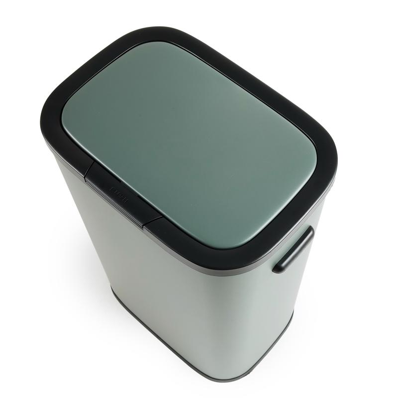 Dark green touch top bin 60L - top view