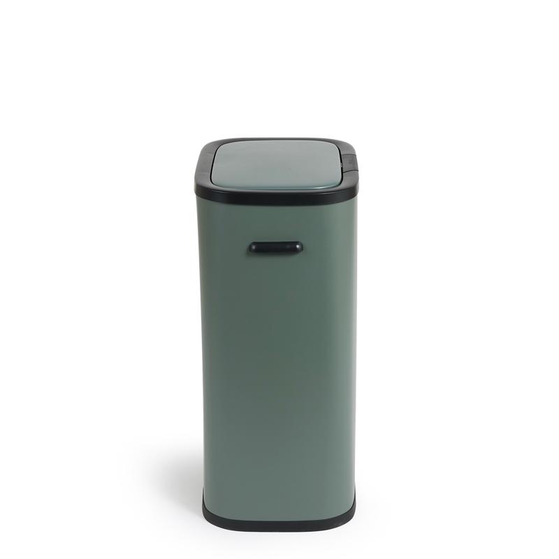 Dark green touch top bin 60L - side view lid closed