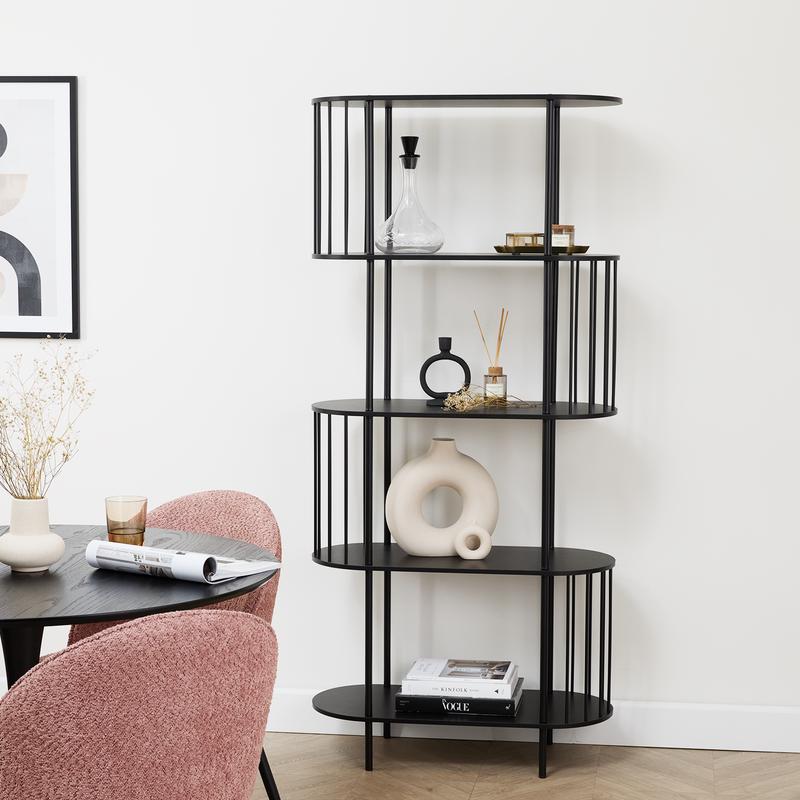 Hoxton 5-tier shelving unit - black - lifestyle image