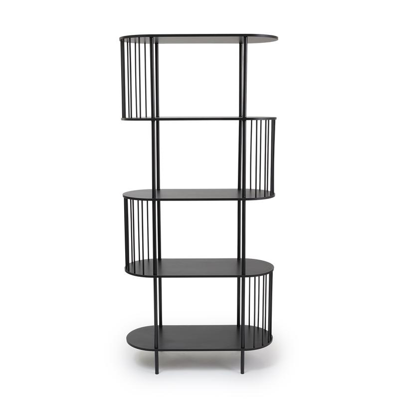 Hoxton 5-tier shelving unit - black - front view