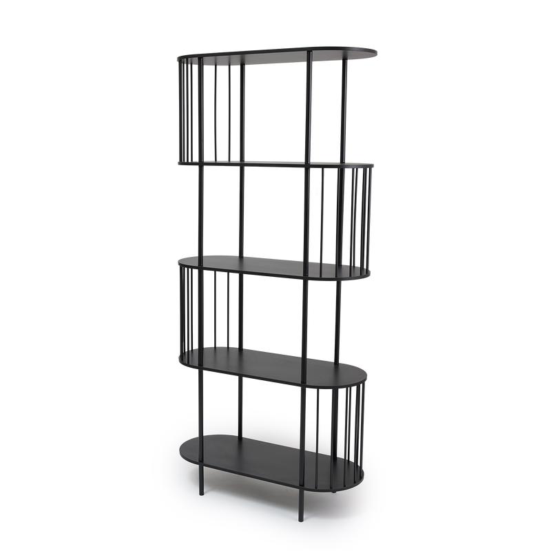 Hoxton 5-tier shelving unit - black - side view left