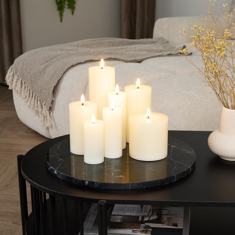 Luxury 7-piece LED candle set – cream white – lifestyle pic