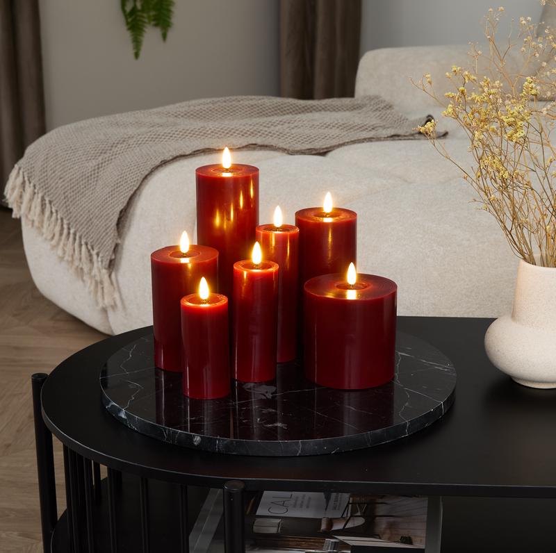 Luxury 7-piece LED candle set – red – dimensions per candle