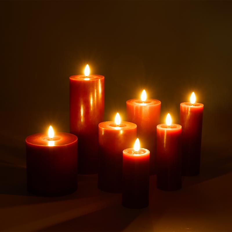 Luxury 7-piece LED candle set – red – candles on