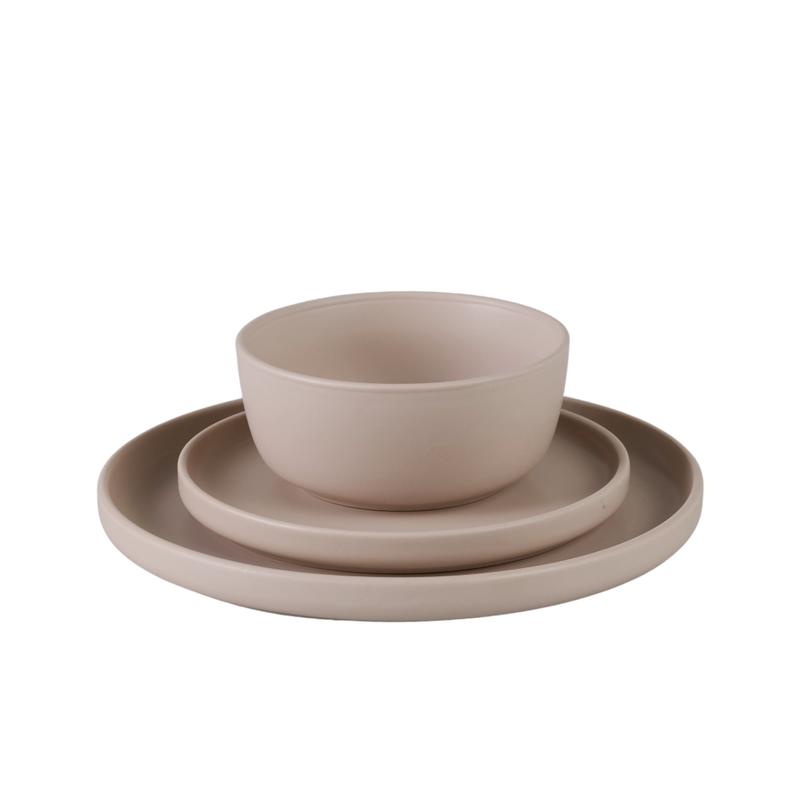 Taupe matte dinner set - stacked set