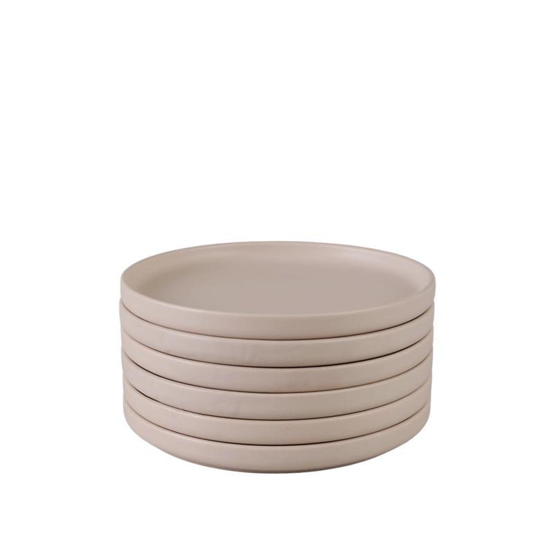 Taupe matte dinner set - stacked side plates