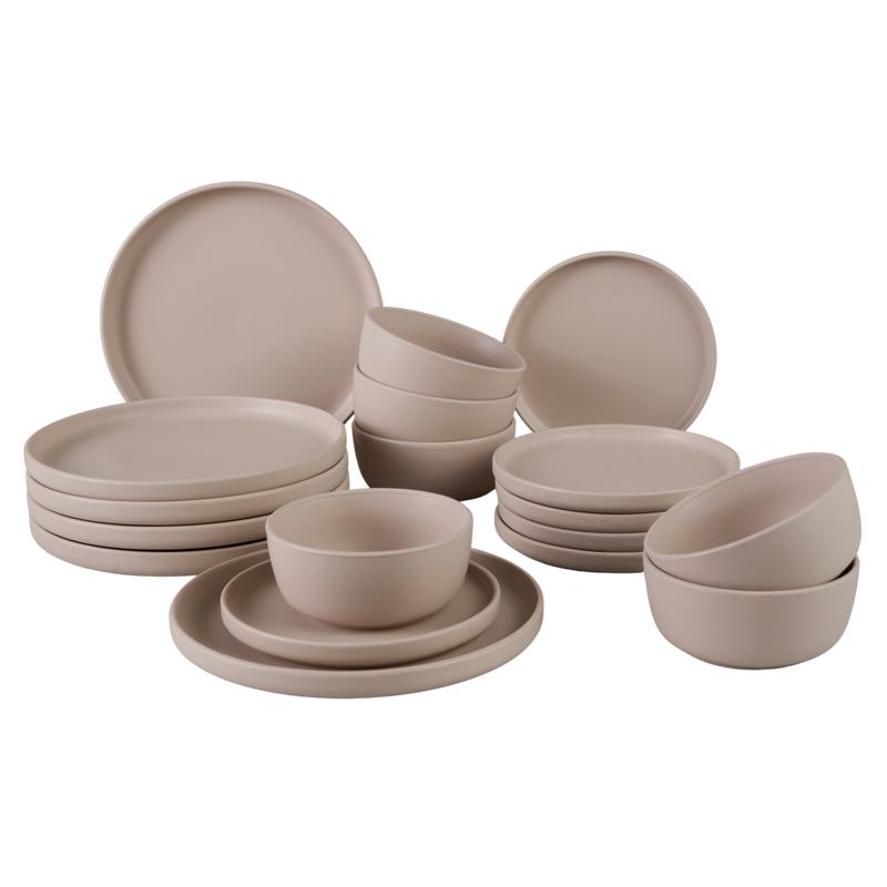 Taupe matte 18-piece dinner set for 6 people