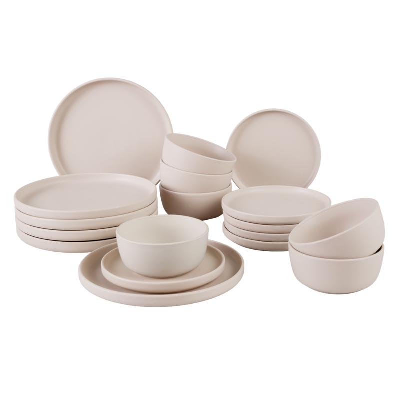 Cream white matte 18-piece dinner set for 6 people