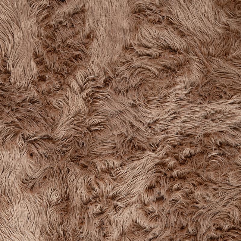 Brown high-pile rug - extreme close-up of material