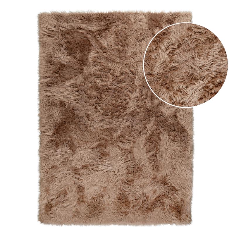 Brown high-pile rug - close-up of material