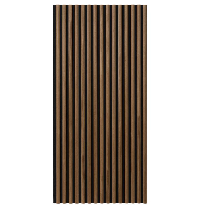Acoustic wall panels with semi-circular slats - walnut - single panel