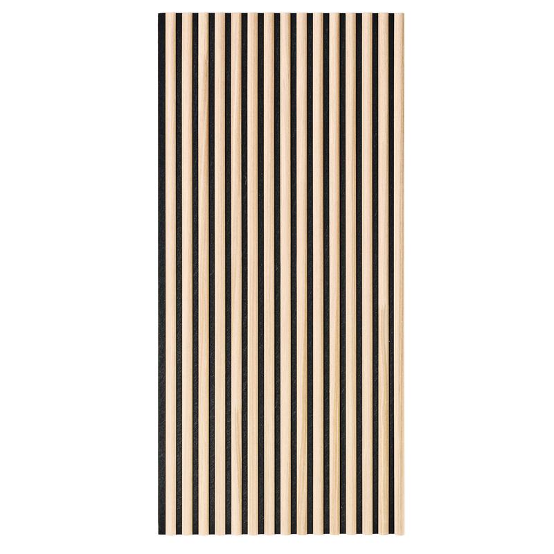 Acoustic wall panels with semi-circular slats - light oak - single panel