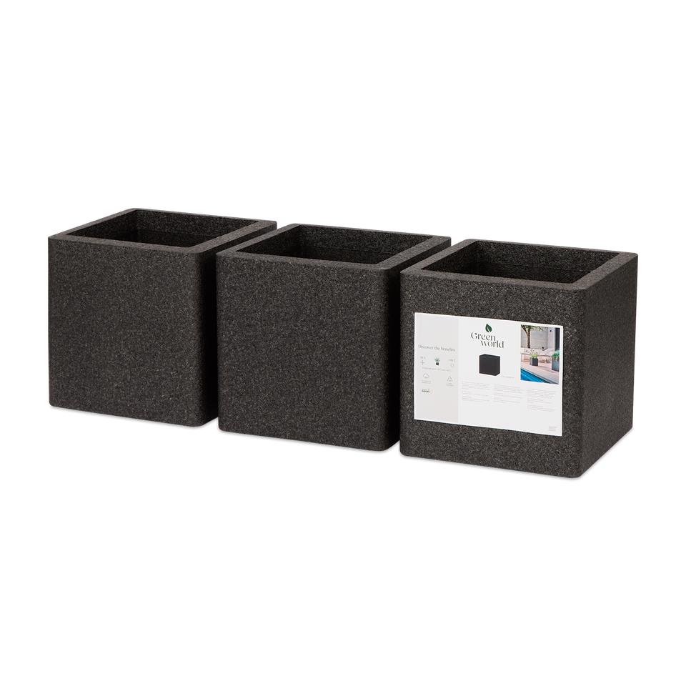 Cosy vierkante plantenbakken set van 4 met wielen voor buiten Cosy vierkante plantenbakken set van 4 met wielen voor buiten