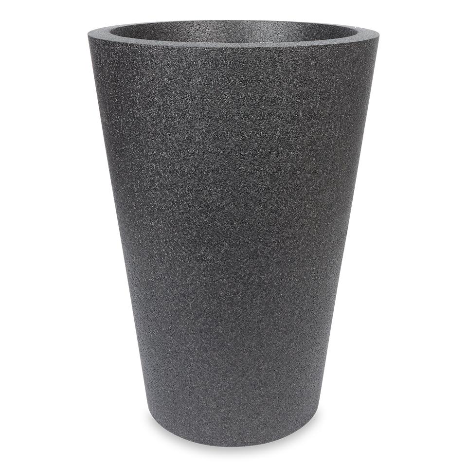 Set Van 2 Stuks Kunststof Bloempot Antraciet 58 Cm - Dubbelwandig - Hoogte 52 Cm